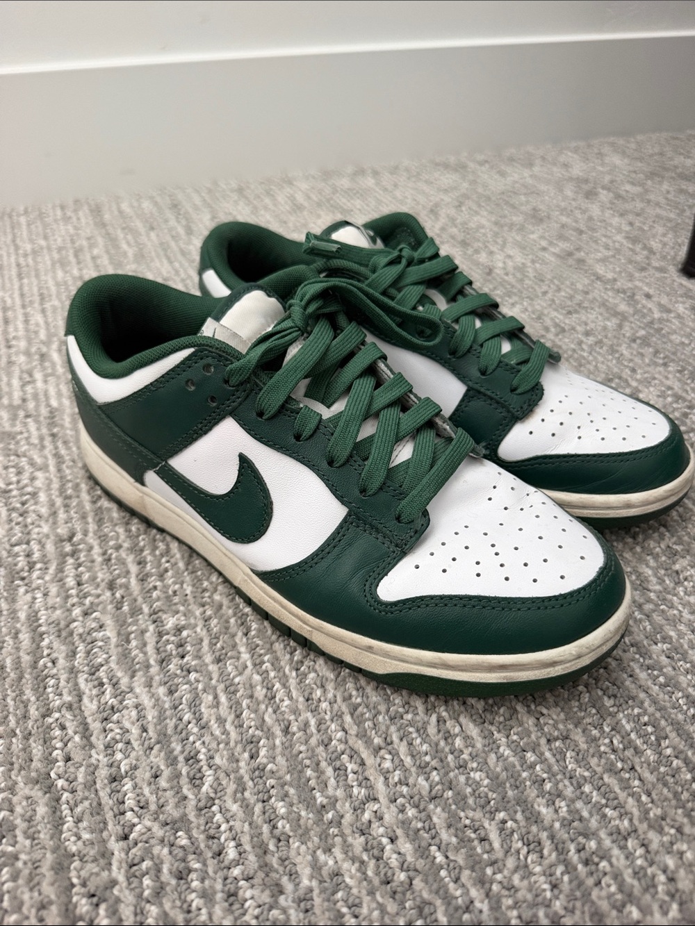 Green and White Nike Dunks
